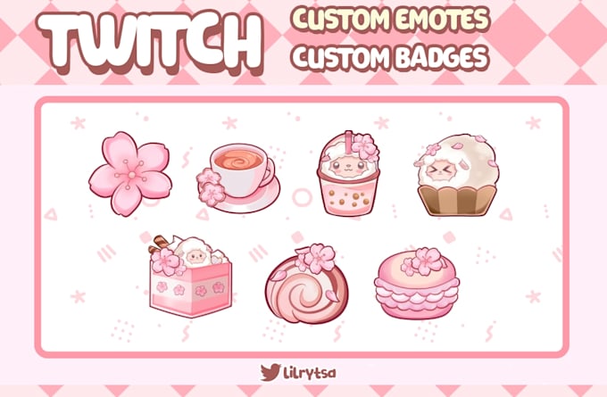 make adorable cute custom twitch sub badges or bit badges