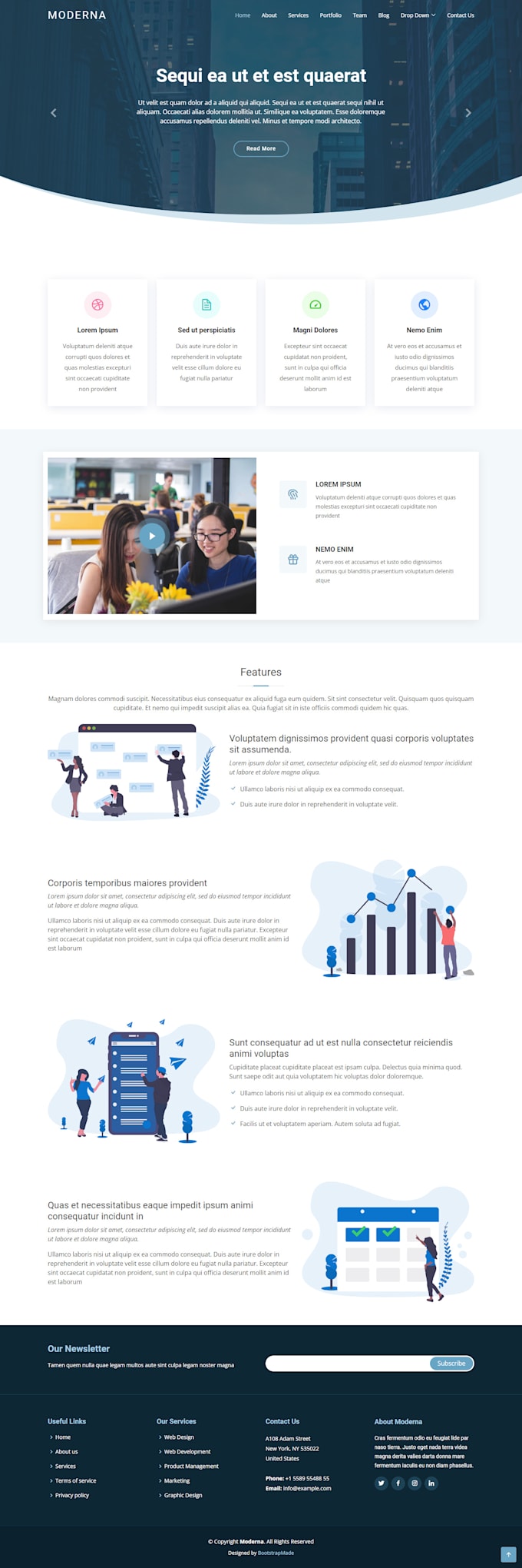 Build a fully responsive design in html,css, bootstrap, and javascript ...