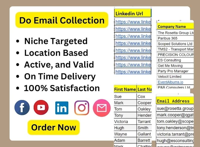 provide data entry, lead gen, data collection, and email validation services