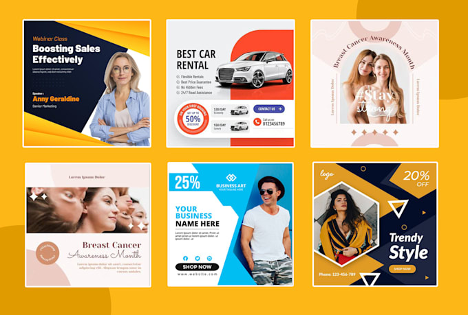 design creative social media posts, banner and editable canva templates