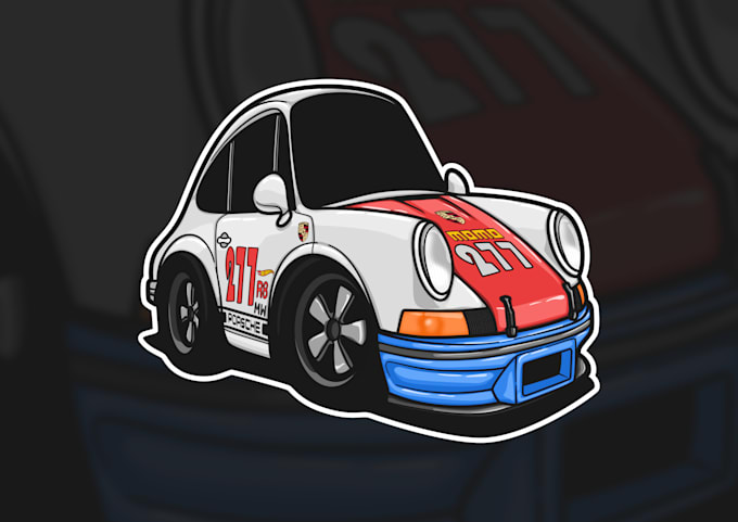 draw a chibi vector cartoon of your car