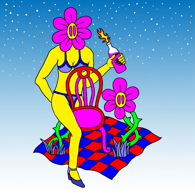 create pop art illustration with psychedelic style