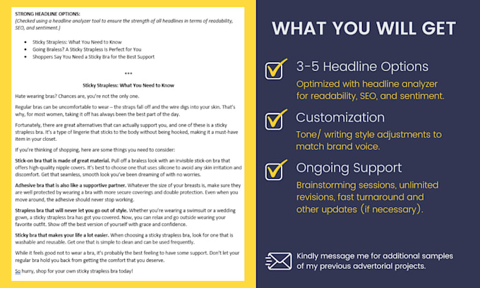 write a compelling advertorial for your brand or products