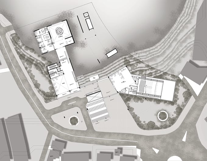 render the architectural site plan, master plan in photoshop
