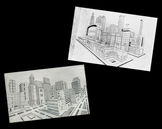 draw a perspective sketch of building or landscape