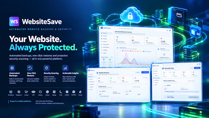 set up automated website backups, recovery and security monitoring