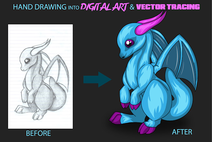 do hand drawing into digital art and vector tracing