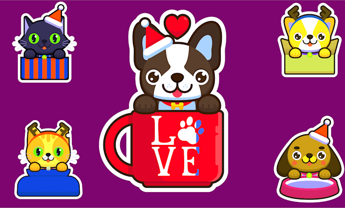 draw cute kawaii sticker illustration any doodle sticker