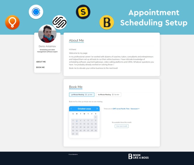 Setup your calendly, savvycal, book like a boss, introwise page by