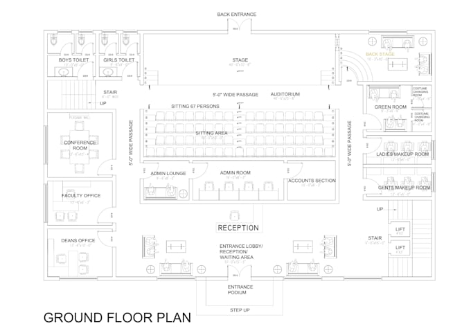 draw architectural 2d floor plan and autocad 2d floor plan for interior design