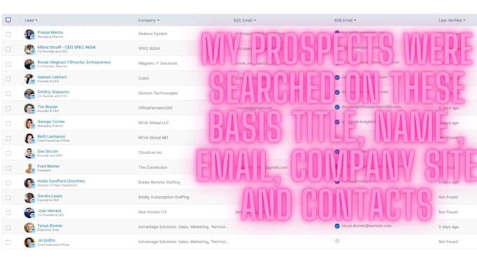 do prospect email list building, online researching, and email hunting