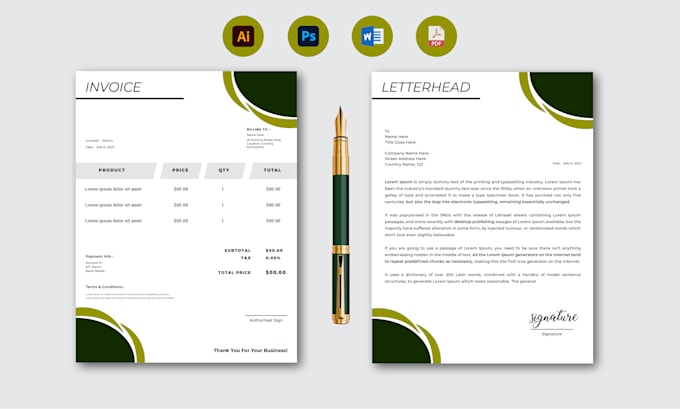 do invoice design order form letterhead and receipt within 4 hours