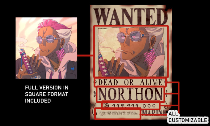 draw custom one piece wanted poster