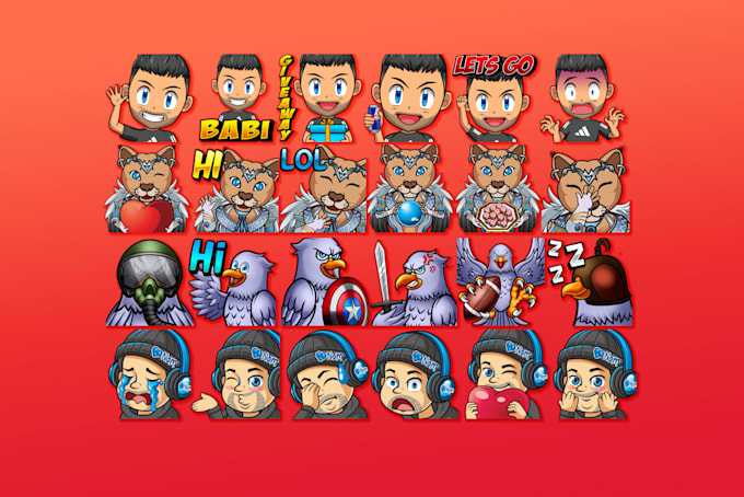 draw cute chibi emotes, twitch emotes, sub badges, custom twitch emotes