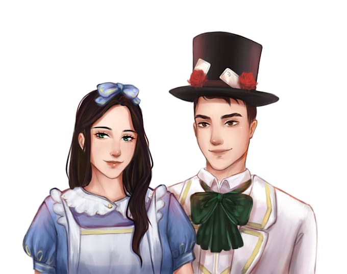 draw couple in semi realistic style