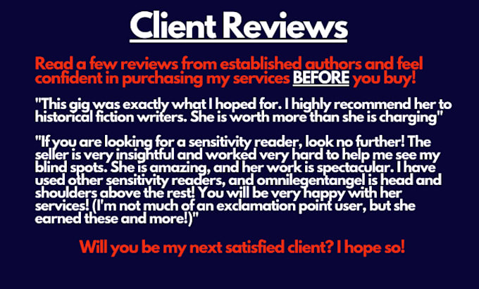 be your candid positive sensitivity reader I love my work