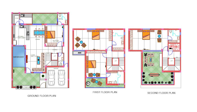 create detailed interior design 2d drawing in autocad