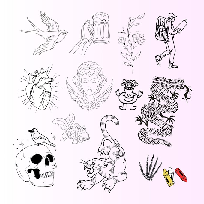 make hand drawn minimal unique tattoo designs