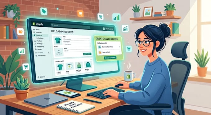 upload products, create and organize collections in your shopify store