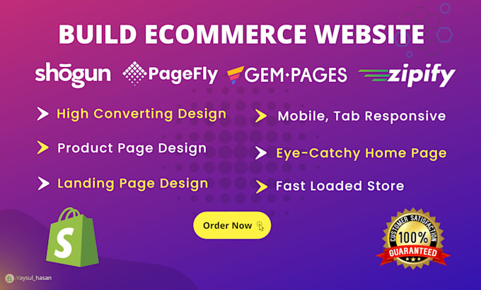 design shopify ecommerce website landing page by pagefly shogun or gempages