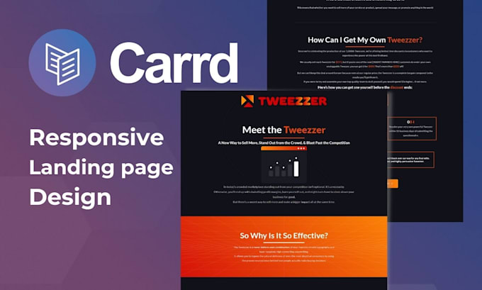 design modern, minimalistic and responsive carrd landing page, website