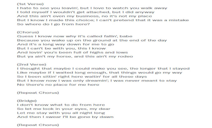 write lyrics for a song
