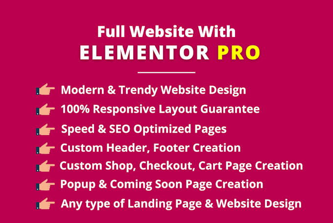 build wordpress websites and landing pages with elementor pro