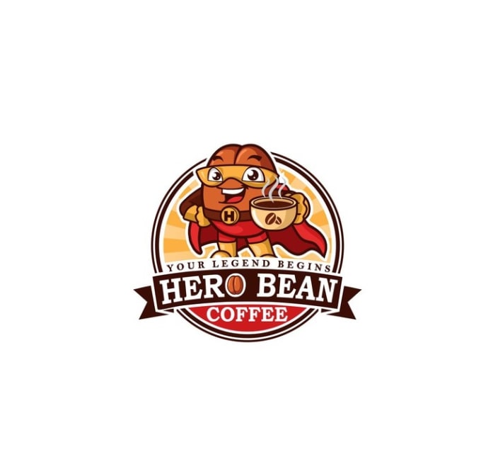 design hero bean coffee logo for new brand