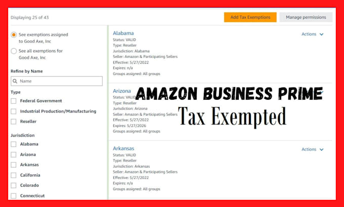 provide you amazon business prime tax exempted id for the USA and UK