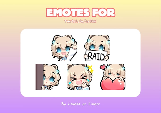 create custom chibi emotes or sub badges for twitch, discord, vtuber