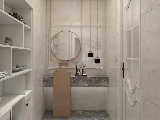 3d bathroom design and render