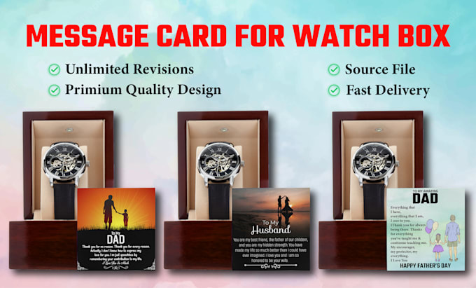 design message card for shine on watch box
