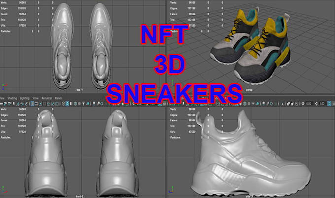 model a realistic nft 3d,2d footwear, ar, virtual showroom