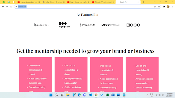 develop pro coaching, consulting website with payment setup