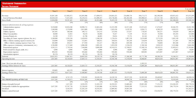 prepare financial statements financial model, forecast for UK and USA business