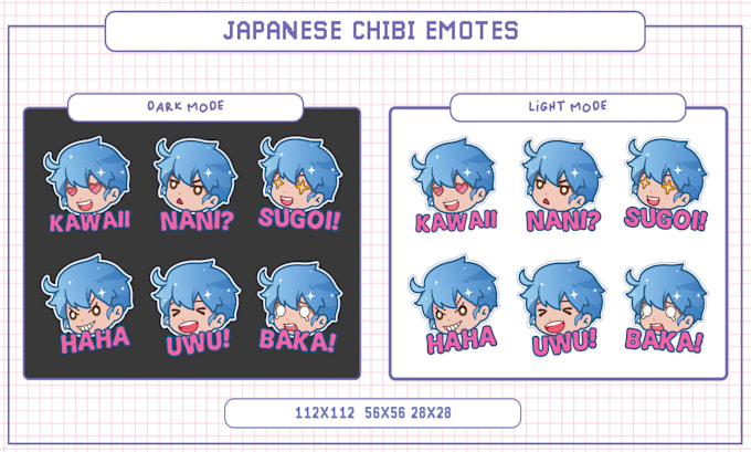 design cute chibi emotes or badges twitch  vtuber animation
