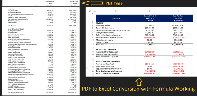 Convert scanned pdf or jpg into word and excel with formula by