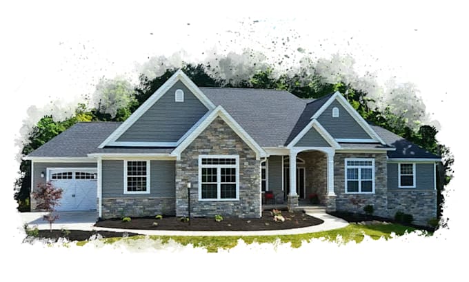 create realistic watercolor house portraits in spring