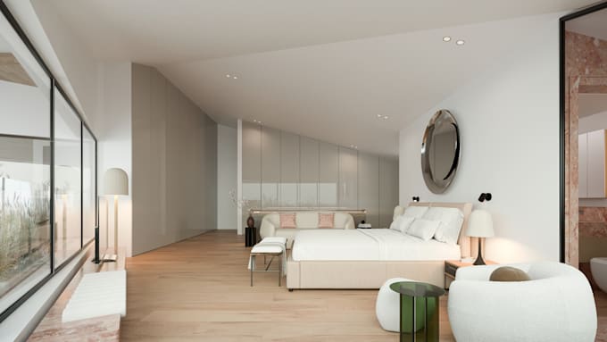 create interior design of your bedroom and 3d visualization