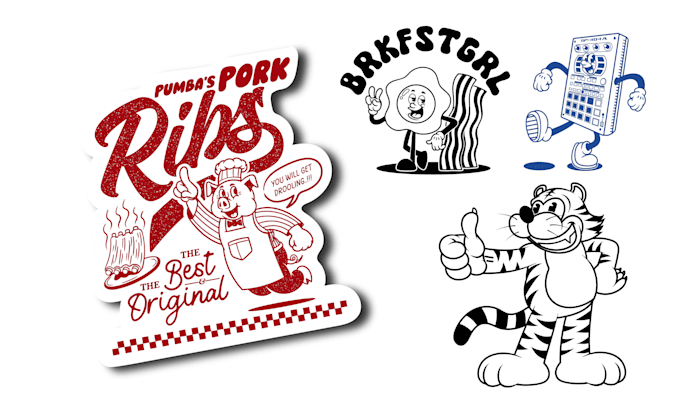 create a retro 1930s rubberhose style character