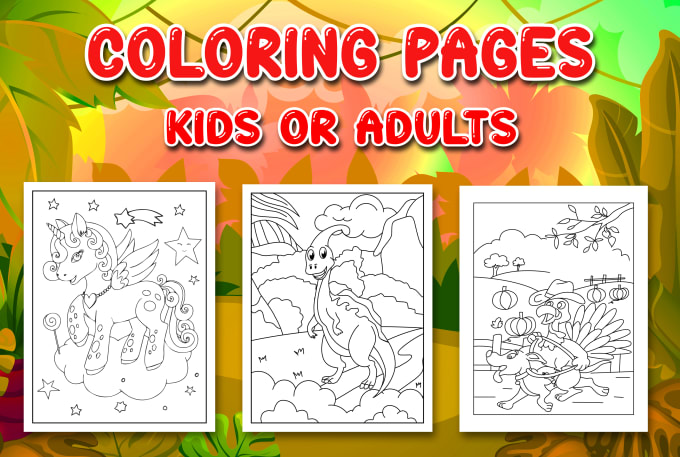 Make unique coloring book pages for children kids and adults by Anowara
