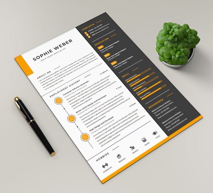 design, write or edit professional resume or CV template