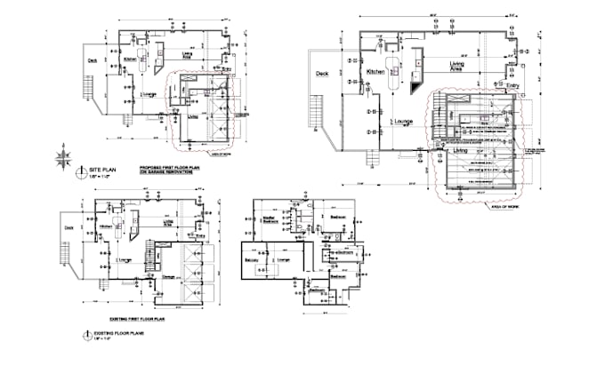 draft floor plans  in autocad and revit