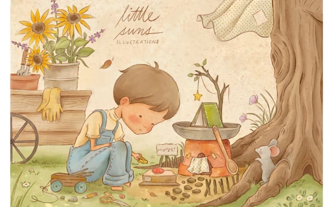 draw warm and gentle children storybook illustrations for you