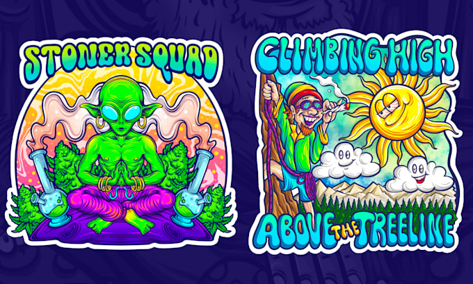 create trippy psychedelic design for sticker merch t shirt