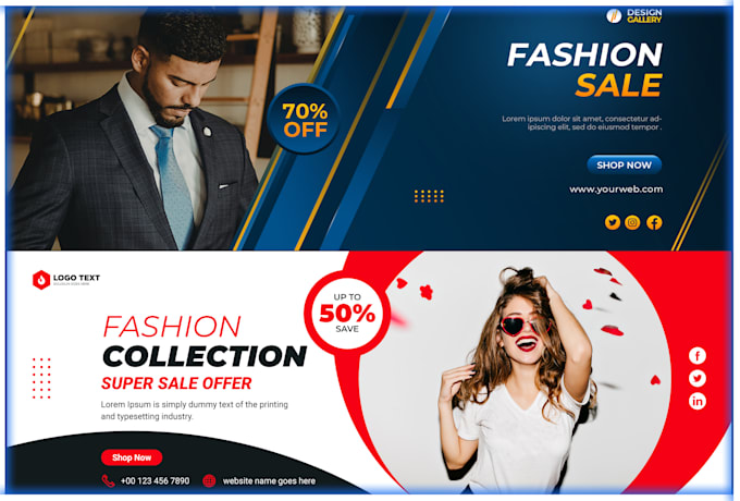 do professional website banner, header, web ads, or slider