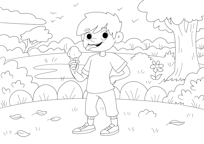 draw premium coloring book pages for kids and KDP publishing