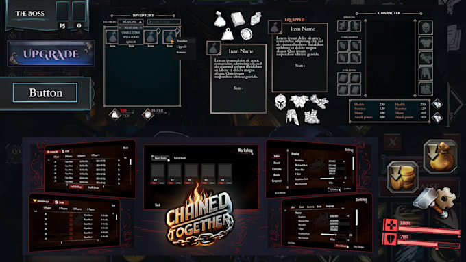 design game interface, UI and huds
