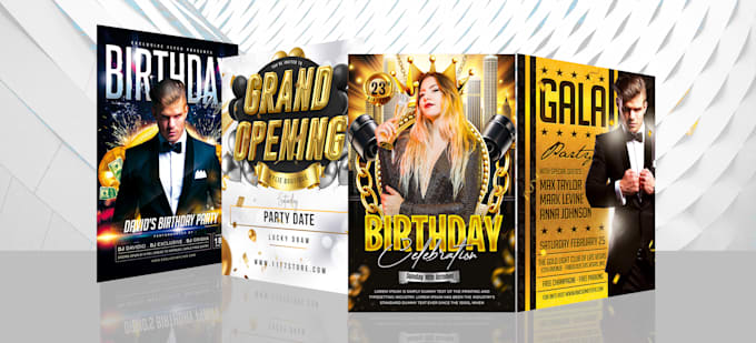 design stunning birthday flyer, grand opening and party flyer