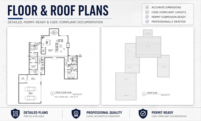 draft architectural and permit drawings for construction